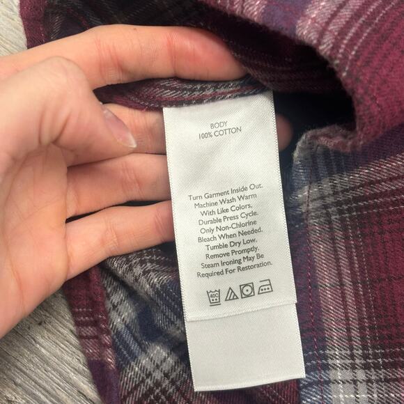 Eddie Bauer Red White Mens TL Relaxed Fit Plaid Tartan Flannel Button Down Shirt - Picture 7 of 10